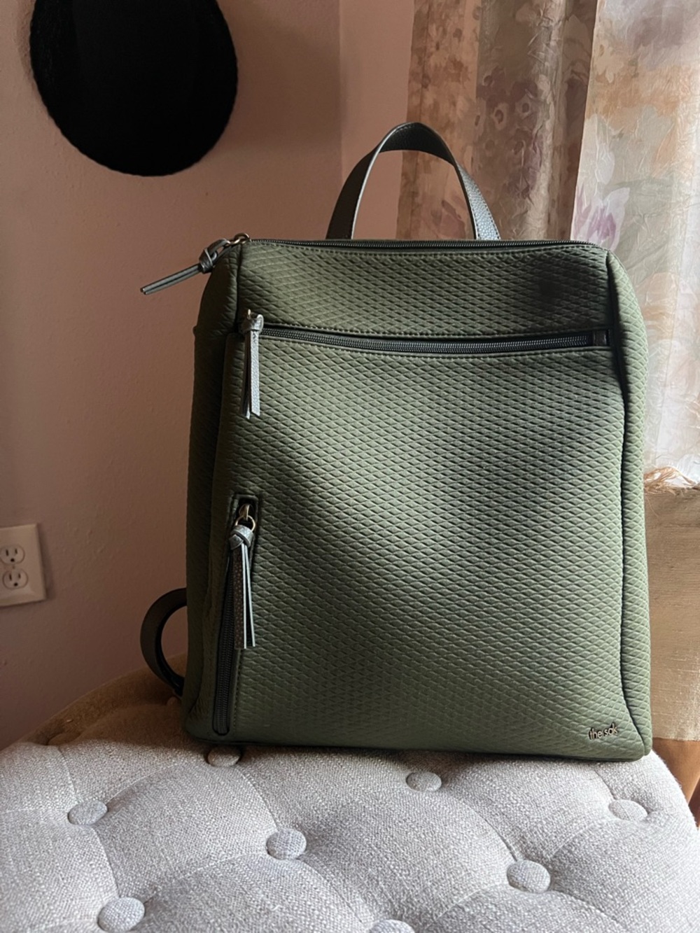 Quilted Olive Green The Sak Backpack - Picture 3 of 13